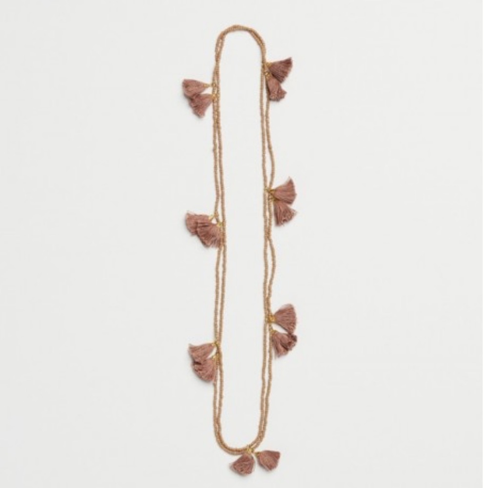 NWT Roller Rabbit Pom Pom Necklace in Tan